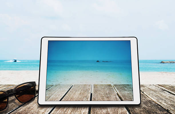 tablet en la playa