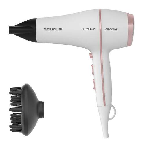 Secador Taurus Alize - Ionic Care, 2400 W, 3 Temperaturas, 2 Velocidades, Difusor, Blanco
