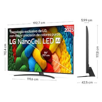 TV LG 86%%%quot; 86NANO81A6A UHD NANOCELL ALFA7 WEBOS25