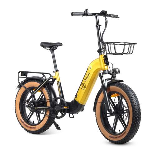 Bicicleta eléctrica Youin BK1750 Luxor II Amarilla/Negra - 100 km aut., ruedas 20", 250W