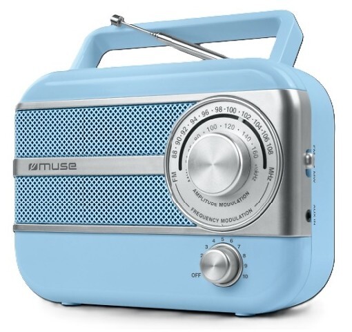 Radio portátil Muse M056AG - Diseño vintage, azul, radio AM/FM