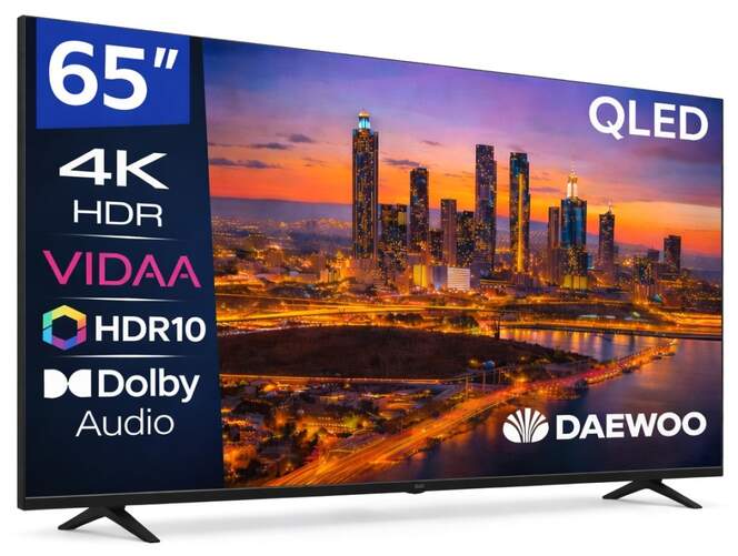 TV Daewoo 65" QLED 65VB56QV - 4K Ultra HD, Smart TV VIDAA, Dolby Audio 20W, HDR10