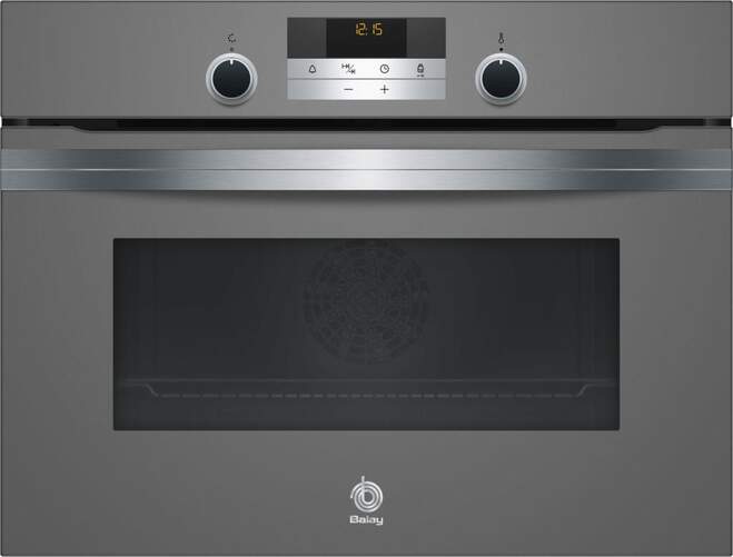 Horno compacto Balay 3CB5351A0 - A, Aqualisis, 7 Funciones, Raíles Comfort, Cristal Gris Antracita