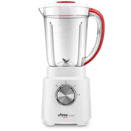 Batidora Vaso Ufesa Coral - 600 W, 1,5 L, 4 Cuchillas, Blanco, Coral