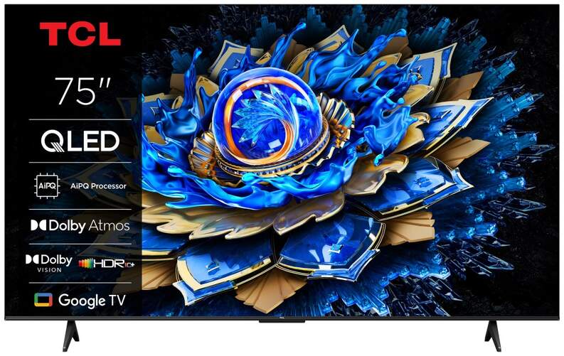 TV TCL 75" QLED 75T69C - 4K Ultra HD, Google TV, Dolby Atmos 20W, Procesador AiPQ, HDR10+