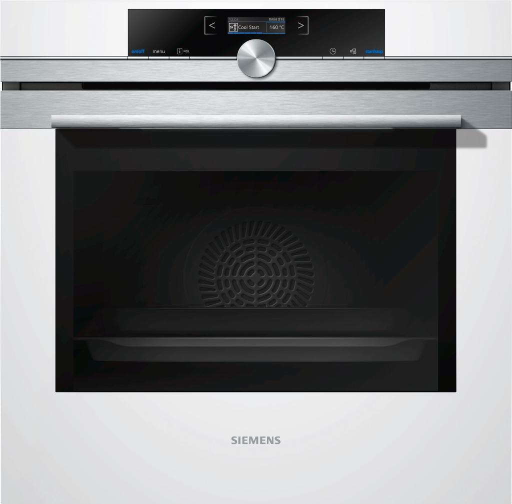 Horno Siemens Hb673gbw1f pirolítico 3.600w 3600 71 acero inoxidable blanco de 60 cm recetas programadas cookcontrol clase iq700 multifuncion pirolitico capacidad 71l integrable 10 59.5 3600w