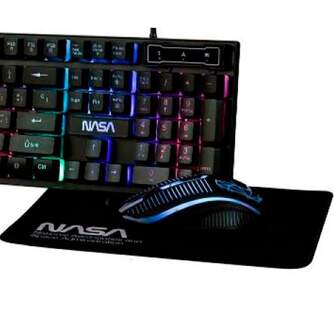 KIT GAMING NASA PEGASUS TECLADO RATON ALFOMBRILLA