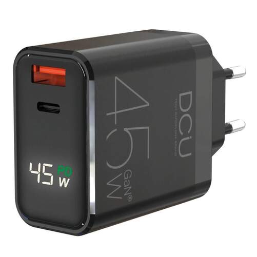Cargador DCU USB C + USB-A 37300745 - GaN, LCD, Power Delivery 45W