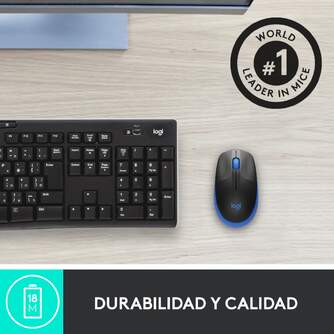 RATON LOGITECH M190 INALAMBRICO AZUL AMBIDIESTRO