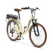 Bicicleta el&eacute;ctrica Nilox J5 Pro - 25 km/h, Ruedas 26", motor 250W, 65 km autonom&iacute;a, blanco y marr&oacute;n