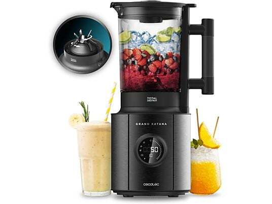 Batidora Vaso Cecotec Grand Katana Max 3986 - 2700 W, 10 Velocidades, Negro