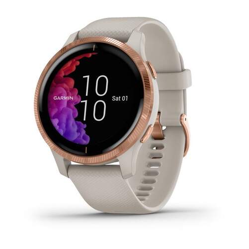 Garmin Venu Beige/Gold Rose - 1.2" Táctil, 5ATM, GPS-Glonass, Frec. Cardíaca, Sensores ABC, BT+WiFi