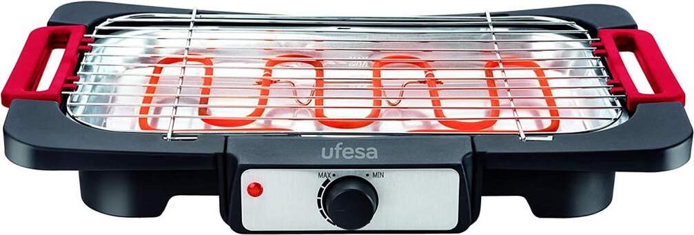 Barbacoa Eléctrica Ufesa Rodeo Grill BB6020 - 2000W, 41.5 x 24.5 cm, Termostato, Negra