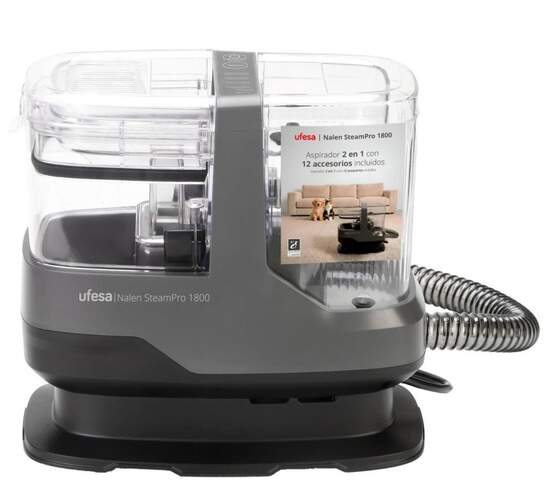 Aspirador tapicer&iacute;a Ufesa Nalen Steampro - 1800W, potencia de succi&oacute;n 14 kPa, dep&oacute;sito independiente