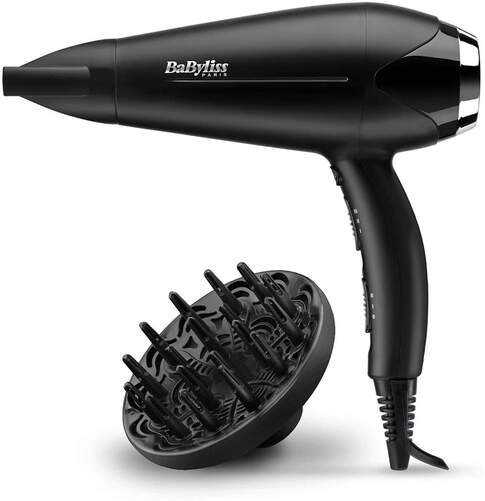 Secador Babyliss D572DE - 2200W, Iónico, 2 Temperaturas-velocidades, Boquilla+Difusor