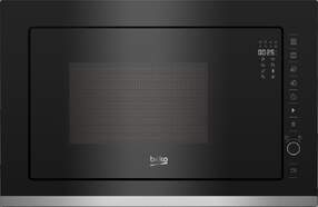 Microondas Integrable Beko BMGB25333X - 900W + Grill, 25 Litros, 5 Potencias, 5 Funciones, Negro