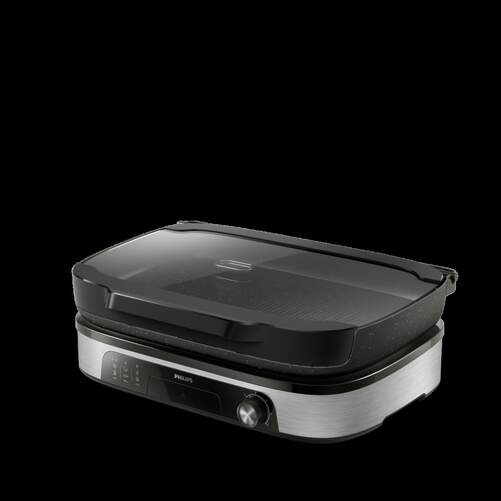 Asadora Philips HD6212/90 - 47x3x36,6 cm, Tapa Smoker, 2400 W, Negro, Inox