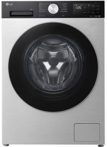 Lavadora LG F4X5009TSC - 9 kg, 1400 rpm, Clase A-40%, Platinum Steam, AI Direct Drive, 71 dB