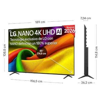 TV LG 85%%%quot; 85NU8E0B3LA UHD NANO A7 WEBOS26 HDR10PRO