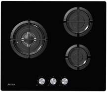 Placa Gas Artica ACG60301 - 3 Fuegos, Cristalgas, Hierro Forjado, Wok