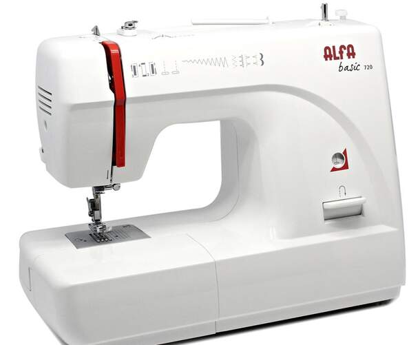 Máquina Coser Alfa Basic 720 - 9 Diseños Puntada, 6 Filas, 4 Pasos, Ojal Automatico, Zig-Zag