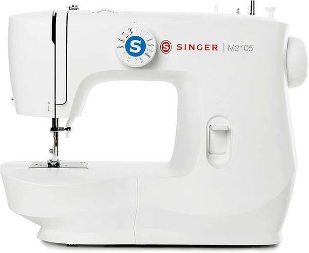 Máquina Coser Singer M2105 - 8 Programas de puntos, Semiautomático, Ojal de 4 Pasos, Blanco