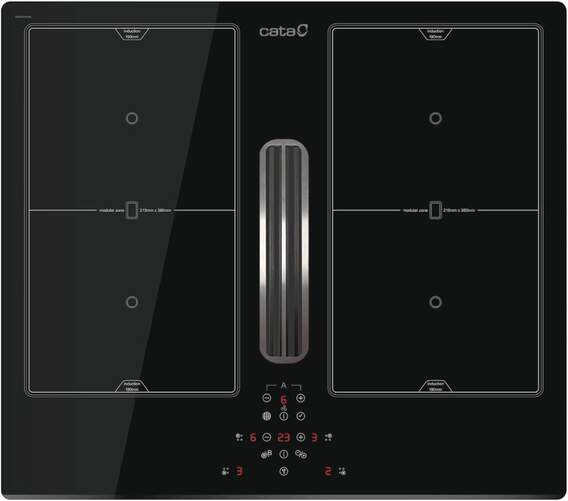 Placa de inducci&oacute;n Cata AS600 8000406 - 4 fuegos, Clase A+, Con extracci&oacute;n