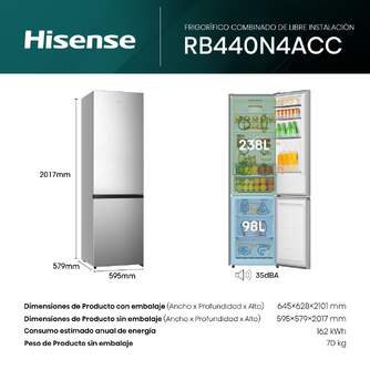FRICOM. HISENSE RB440N4ACC 202x60x58 NF INOX
