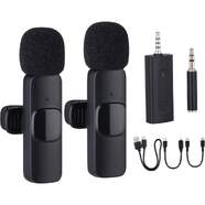 Micrófono NK IG33009KIT - Pack 2 micrófonos lavalier, 40 mAh, reducción de ruido, jack 3,5mm