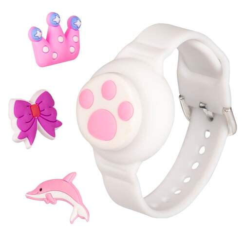 Pulsera localizadora DCU Charmband - Rastreador dual compatible con iOS/Android, blanco