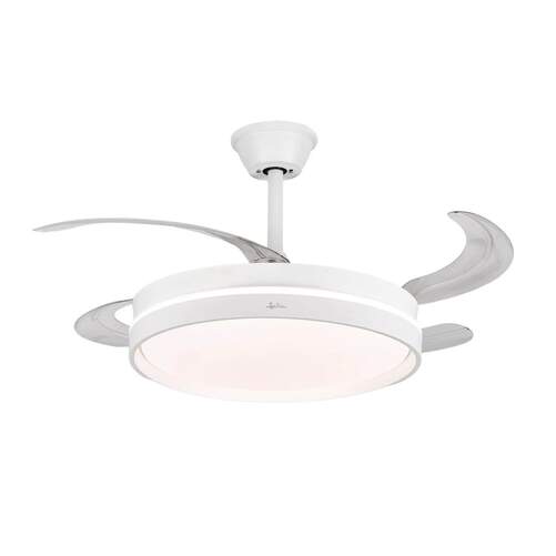 Ventilador de techo Jata JVTE4242 - Luz LED, 6 velocidades, 42w, 4 aspas, rectr&aacute;ctil , blanco