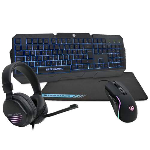 Pack Gaming DeepGaming X-Wing 2 - Teclado RGB membrana, Ratón 7 botones, alfombrilla y auriculares