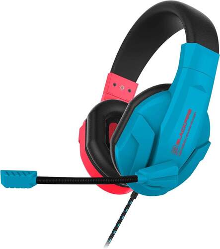 Auriculares Gaming Blackfire NSX-NEON - Control de volumen, Cable 1,1 m, rojo y azul, micrófono Boom