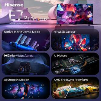TV HISENSE 75%%%quot; 75E7S PRO UHD QLED SMART TV 144HZ