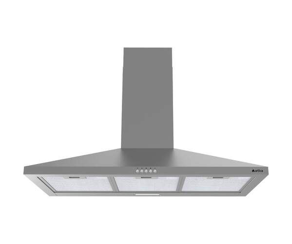 Campana decorativa Artica APYRAM90BI - 90 cm, 400 m3/h, Luz LED, 3 Velocidades, Clase B, Inox