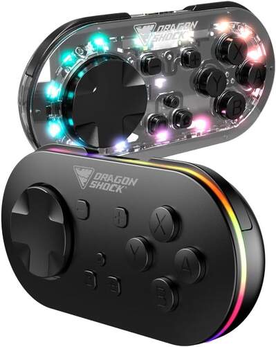 Mini Mandos DragonSHock para Switch, PC, Android e iOS - 2 Unidades, Luces RGB