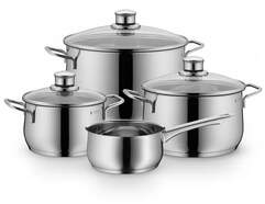 Bater&iacute;a Cocina WMF Diadem Plus - 3 cacerolas, 1 cazo, 3 tapas cristal, acero inoxidable