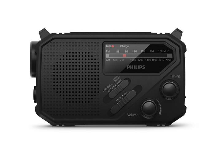 Radio portatil PHILIPS TAR1609/00 negro - Radio AM/FM, linterna, alarma, carga solar, pilas y dinamo