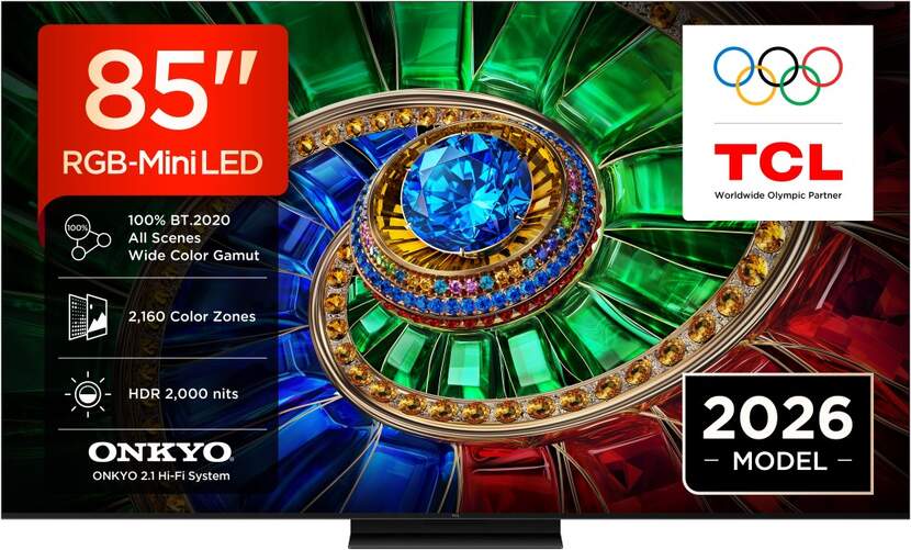 TV TCL 85" RGB MiniLED 85RM7L - 4K Ultra HD, Google TV, 144 Hz, Altavoces 40W, HDR10+