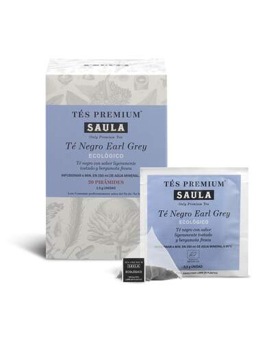 Estuche Saula Té Negro Earl Grey Pirámides - 20 Unidades, Ecológico