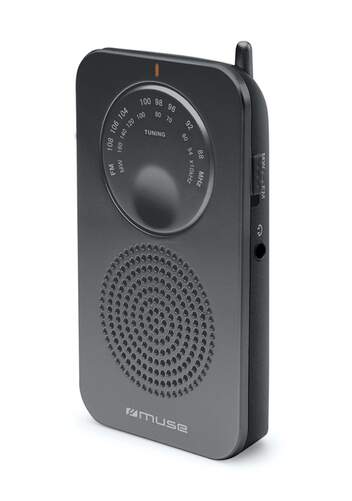 Radio Muse M-01RS Negro - FM/AM, pilas, antena telescopica, toma auriculares