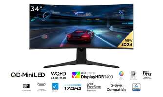 MONITOR TCL 34%%%quot; 34R83Q CURVED MINILED 170HZ 4K