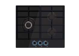Placa Gas Natural Nodor GH6032GBK - 3 Fuegos, Cristal, 6250 W, Negro