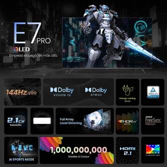 TV HISENSE 75%%%quot; 75E7NQ PRO UHD QLED SMART TV 144HZ