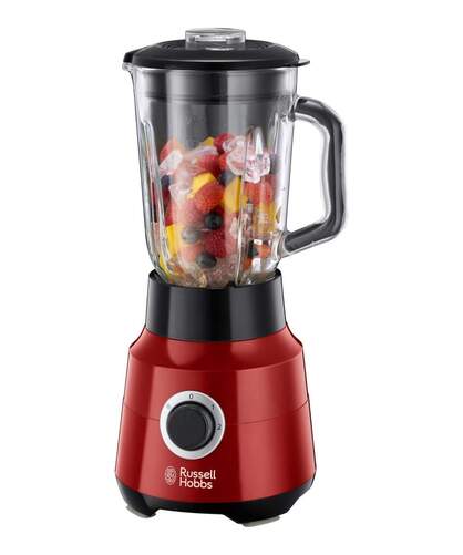 Batidora de vaso Russell Hobbs Desire - 650W, Jarra 1&#39;5 L, Vidrio, 2 Velocidades + Pulse, Roja