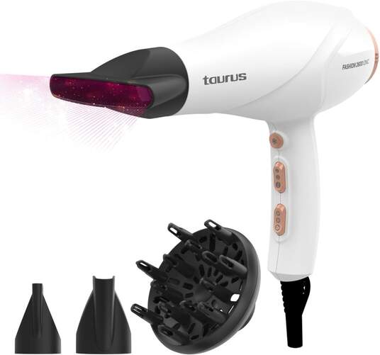 Secador Taurus Fashion - 2600 W, Iónico, Difusor, Blanco