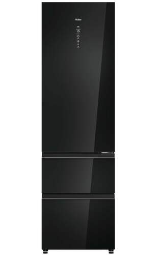 Frigor&iacute;fico Combi Haier HTW7620DNGB - 205 x 60 cm, Clase D, 414 litros, 3 puertas, No Frost, Negro