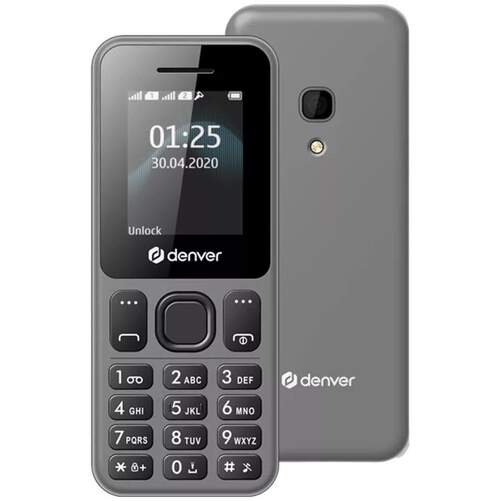 Teléfono Móvil Denver FAS-1860L - Pantalla 1,77", 800 mAh, ajenda y SMS, SIM Doble, Gris