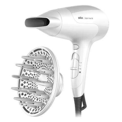 Secador Braun HD385E - 2000W, Iónico, 3 Temperaturas, 2 Velocidades, Difusor