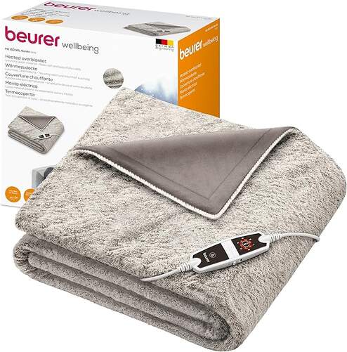 Manta El&eacute;ctrica Beurer HD150 XXL Taupe Nordic - 150x130 cm, 150 W, 6 Temperaturas, Lavable